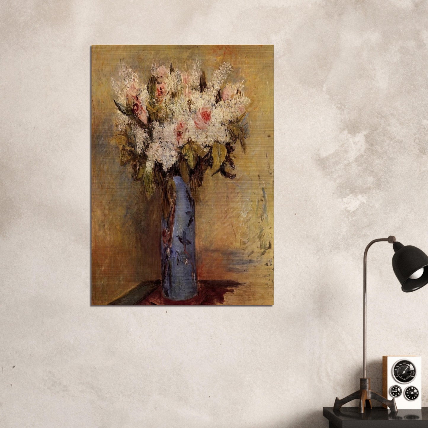 Vase of Lilacs and Roses - Pierre-Auguste Renoir Brushed Aluminum Print - 70x100 cm / 28x40 inches | Pierre-Auguste Renoir Aluminum Print | Pierre-Auguste Renoir Prints