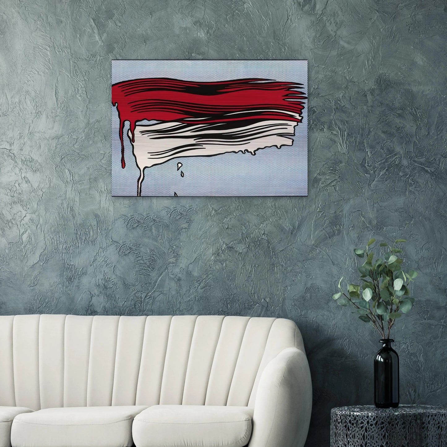 RED AND WHITE BRUSHSTROKES 1965 - Roy Lichtenstein Brushed Aluminum Print - 70x100 cm / 28x40 inches | Roy Lichtenstein Aluminum Print | Roy Lichtenstein Prints