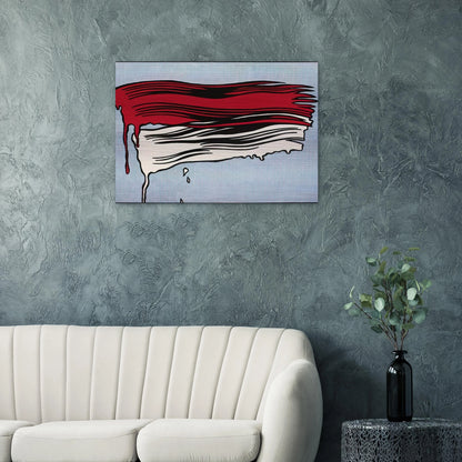 RED AND WHITE BRUSHSTROKES 1965 - Roy Lichtenstein Brushed Aluminum Print - 70x100 cm / 28x40 inches | Roy Lichtenstein Aluminum Print | Roy Lichtenstein Prints