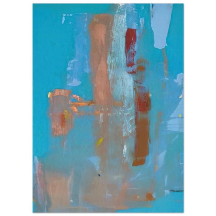 Helen Frankenthaler - In on Blue - 1976 Wall art - 27x35 cm / 11x14 inches - Premium Wooden Framed Poster With Fine Art Paper-canvas - Wood frame