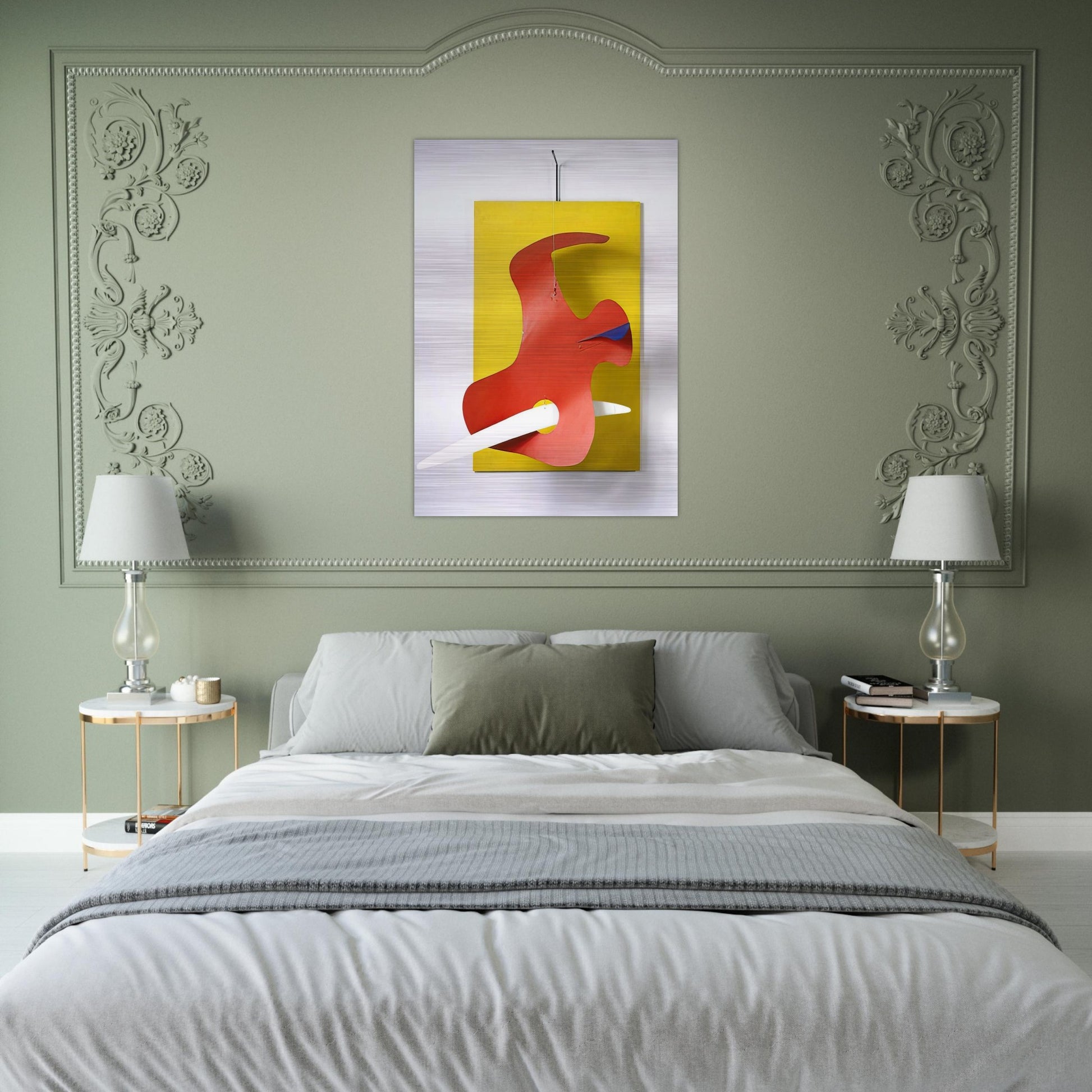 FORM AGAINST YELLOW YELLOW PANEL 1936 - Alexander Calder Brushed Aluminum Print - 70x100 cm / 28x40 inches | Alexander Calder Aluminum Print | Alexander Calder Prints