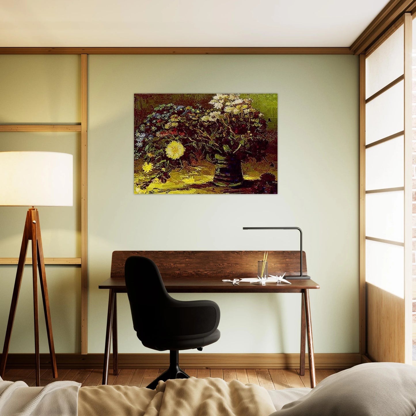 Vase with Daisies - Vincent van Gogh Brushed Aluminum Print - 70x100 cm / 28x40 inches | Vincent van Gogh Aluminum Print | Vincent van Gogh Prints