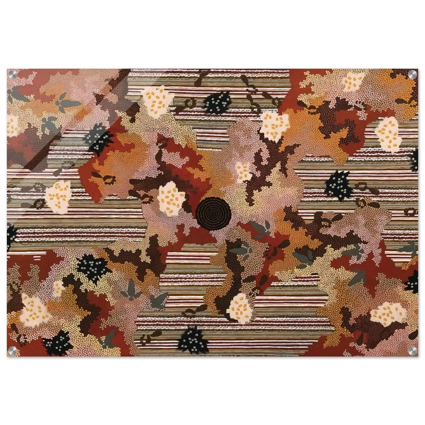 Wildflowers at Yabbierangu - 1991 - Clifford Possum Tjapaltjarri Acrylic Print - 70x100 cm / 28x40″ inches