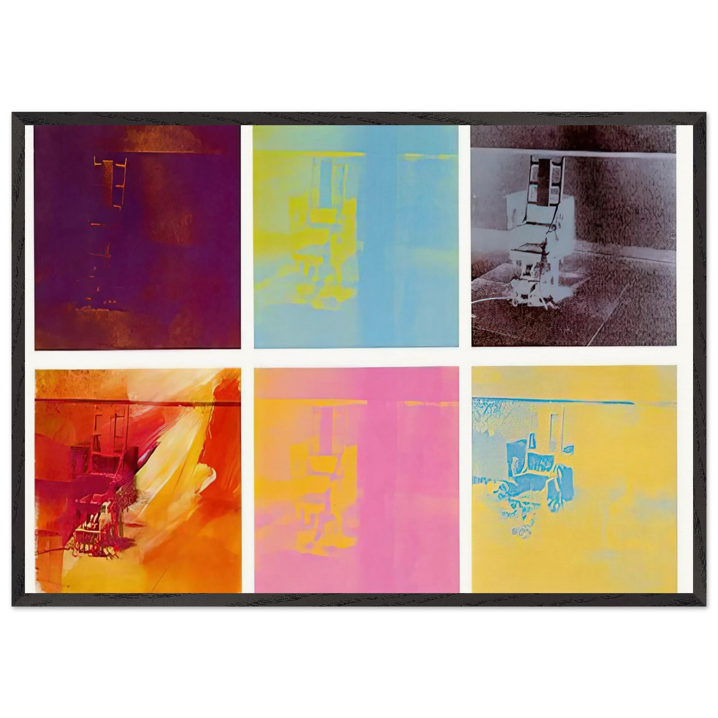 Electric Chair - Andy Warhol 70x100 cm / 28x40 inches Framed Art Print – Black Wooden Frame