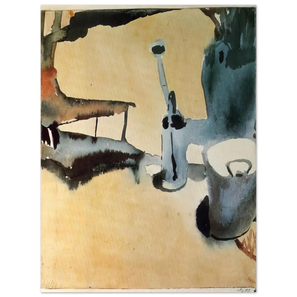Paul Klee - FLOWER STAND WITH WATERING CAN AND BUCKET 1910  75x100 cm / 30x40inches Fine Art Poster