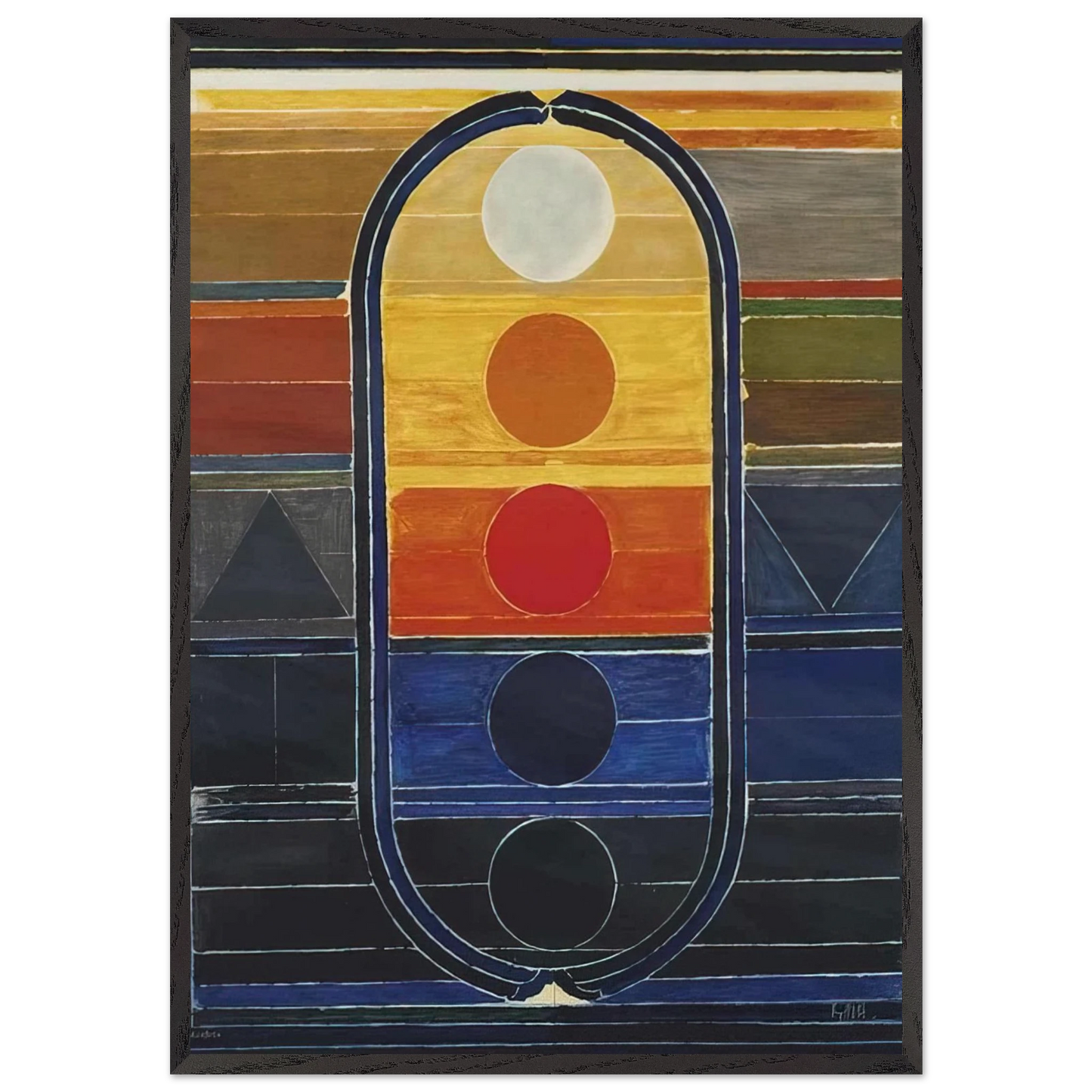 Composition - Abstract Art N2 - S H Raza 70x100 cm / 28x40 inches Framed Art Print – Black Wooden Frame