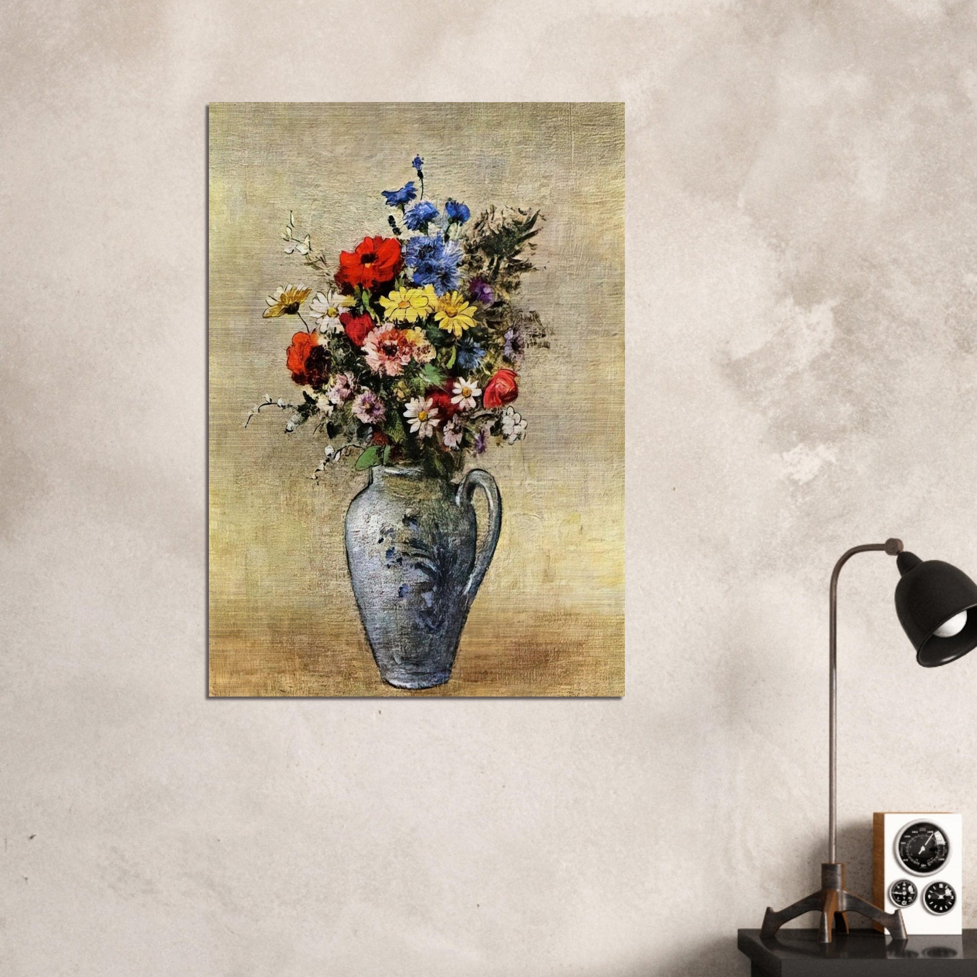 FLOWERS IN A VASE WITH ONE HANDLE - Odilon Redon Brushed Aluminum Print - 70x100 cm / 28x40 inches | Odilon Redon Aluminum Print | Odilon Redon Prints
