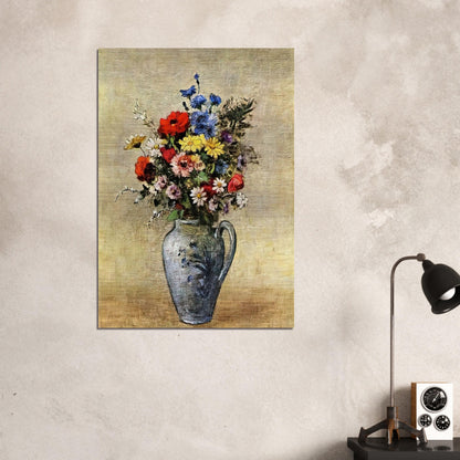 FLOWERS IN A VASE WITH ONE HANDLE - Odilon Redon Brushed Aluminum Print - 70x100 cm / 28x40 inches | Odilon Redon Aluminum Print | Odilon Redon Prints