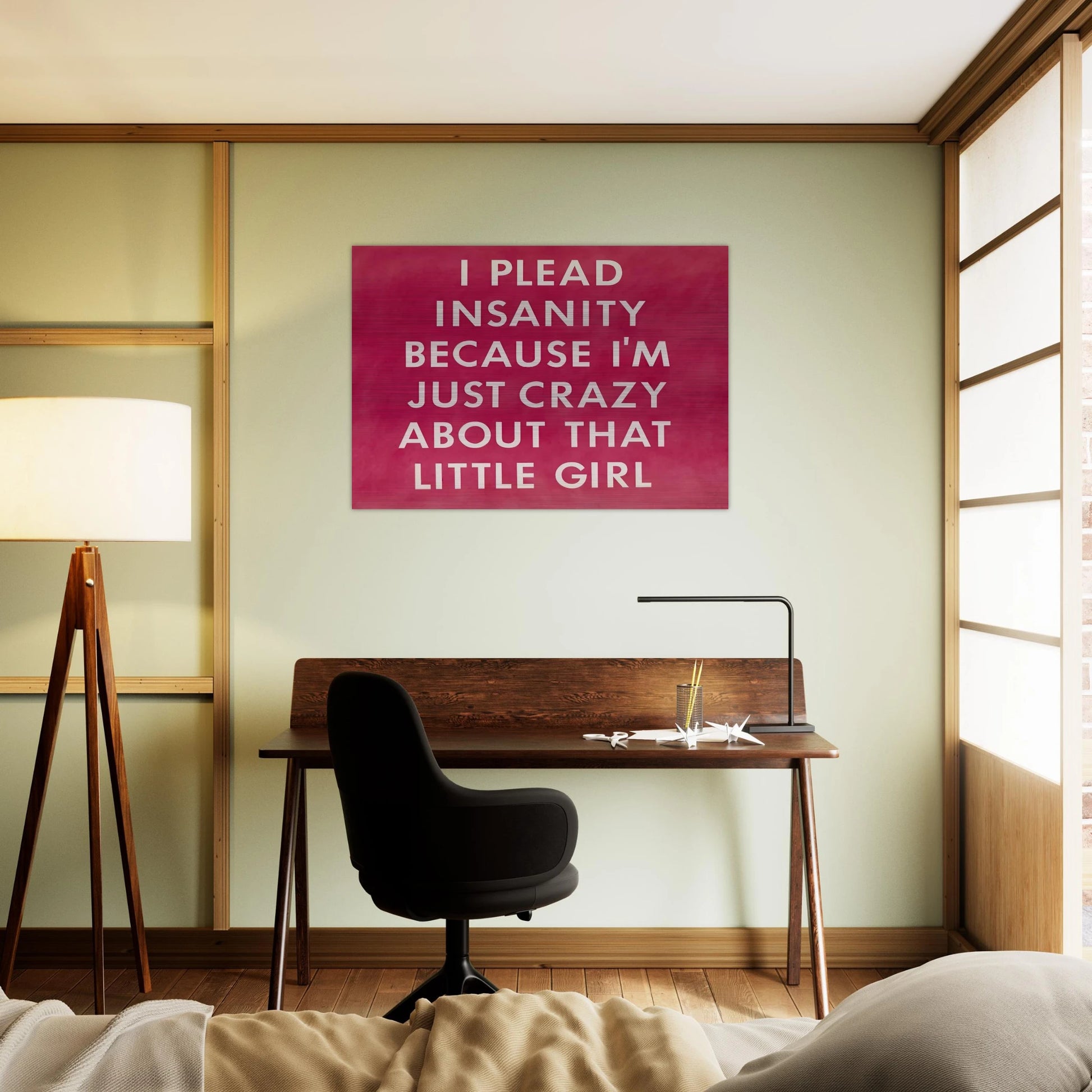 I PLEAD INSANITY BECAUSE I M JUST CRAZY ABOUT THAT GIRL 1976 - Edward Ruscha Brushed Aluminum Print - 70x100 cm / 28x40 inches | Edward Ruscha Aluminum Print | Edward Ruscha Prints
