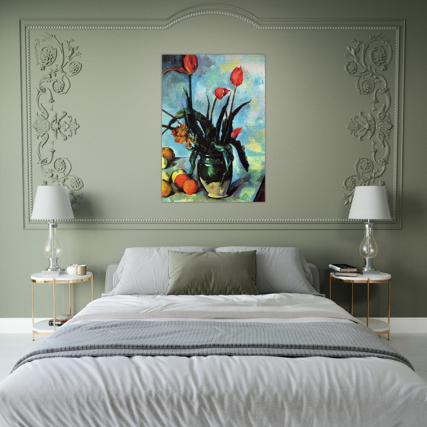 Tulips in a Vase - Paul Cézanne Brushed Aluminum Print - 70x100 cm / 28x40 inches | Paul Cézanne Aluminum Print | Paul Cézanne Prints