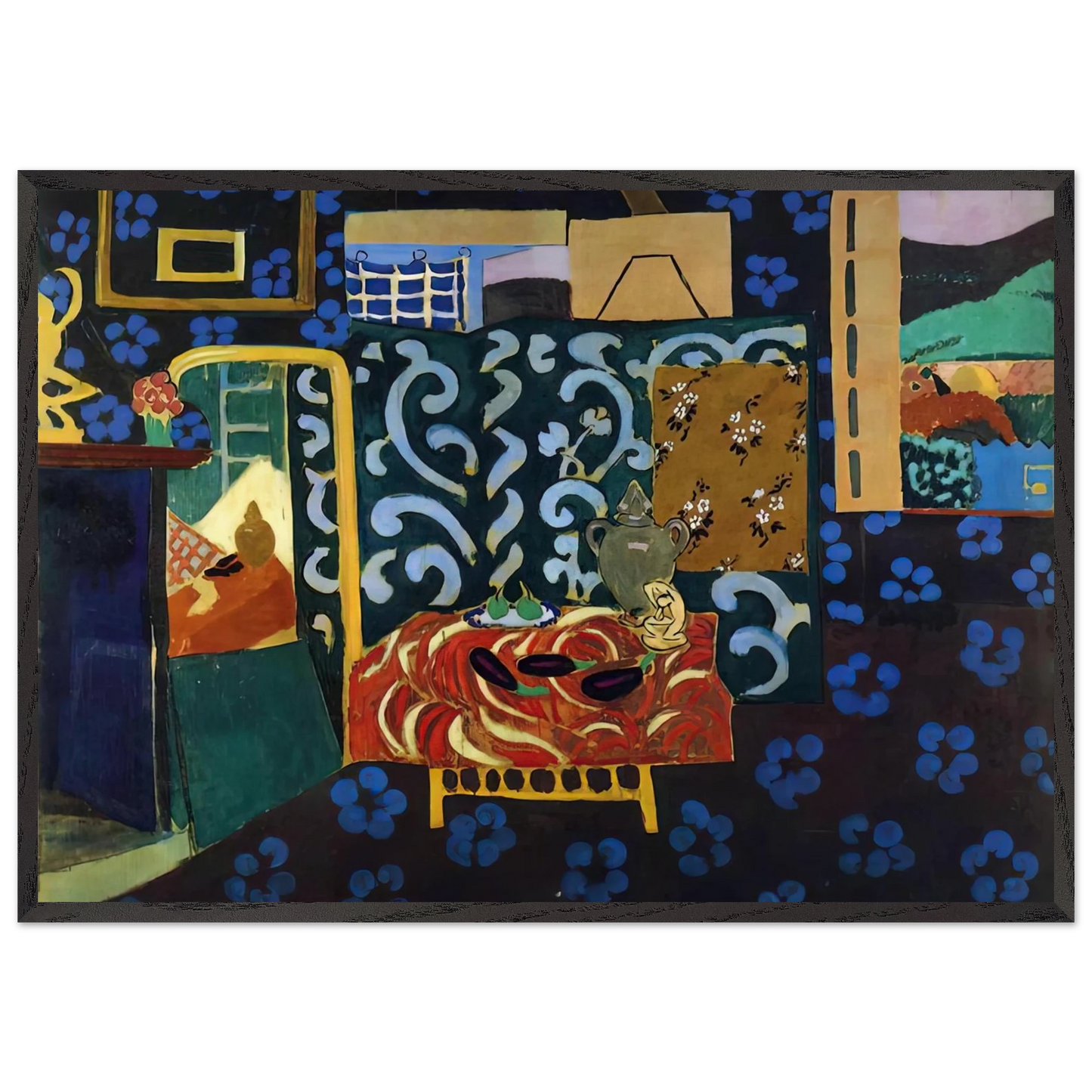 STILL LIFE WITH AUBERGINES 1911 - Henri Matisse 70x100 cm / 28x40 inches Framed Art Print – Black Wooden Frame