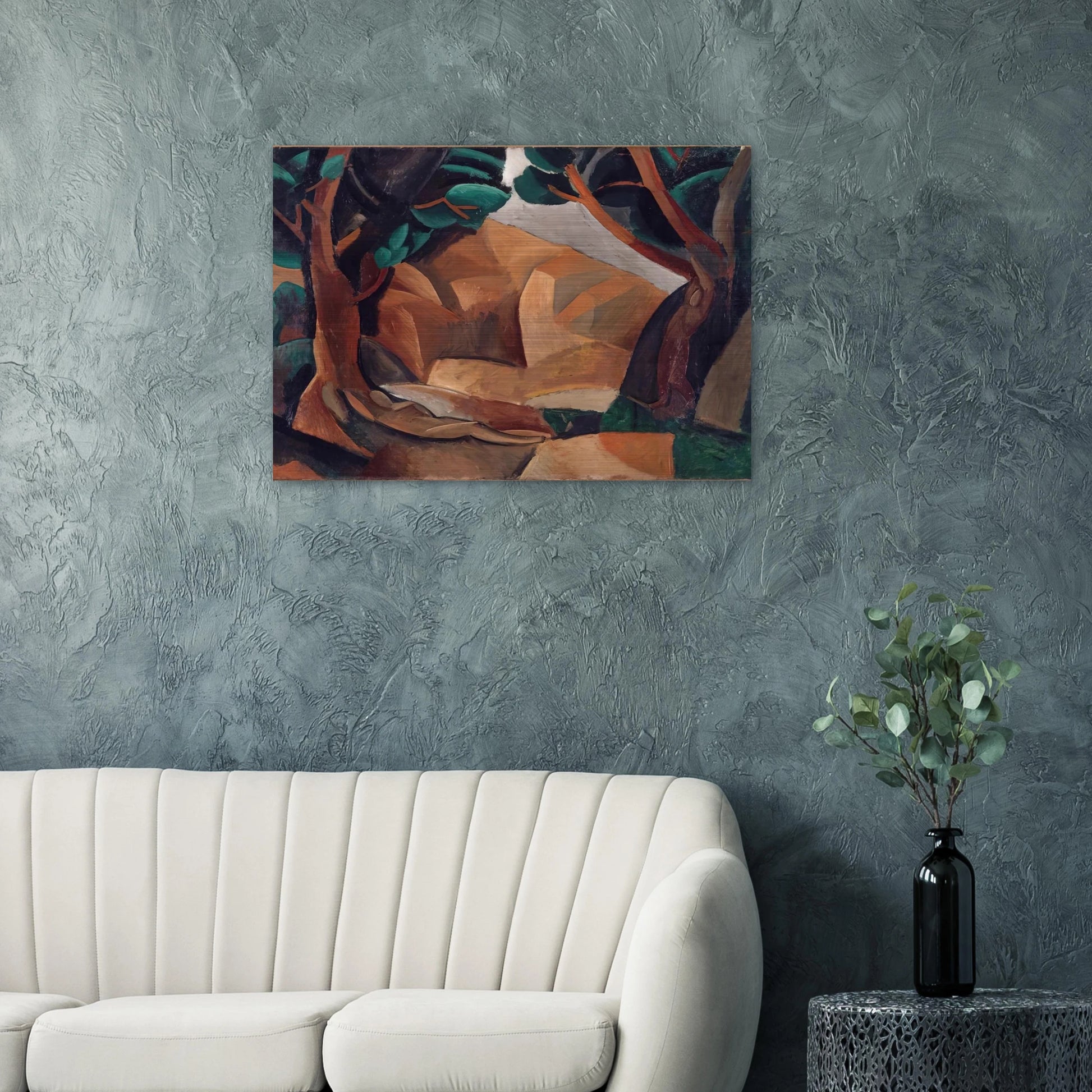 Paysage aux deux figures - 1908  France - Pablo Picasso Brushed Aluminum Print - 70x100 cm / 28x40 inches | Pablo Picasso Aluminum Print | Pablo Picasso Prints