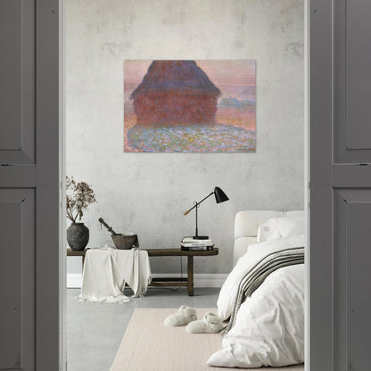 Grainstack in Sunshine - claude monet Brushed Aluminum Print - 70x100 cm / 28x40 inches | claude monet Aluminum Print | claude monet Prints