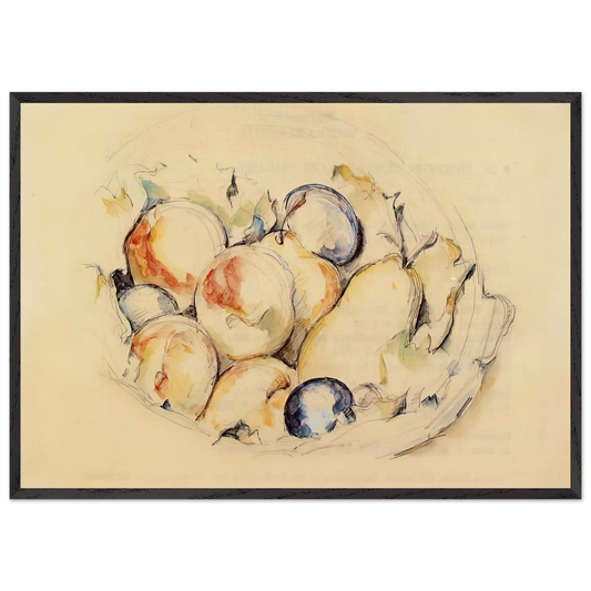 Fruits - Paul Cezanne 70x100 cm / 28x40 inches Framed Art Print – Black Wooden Frame