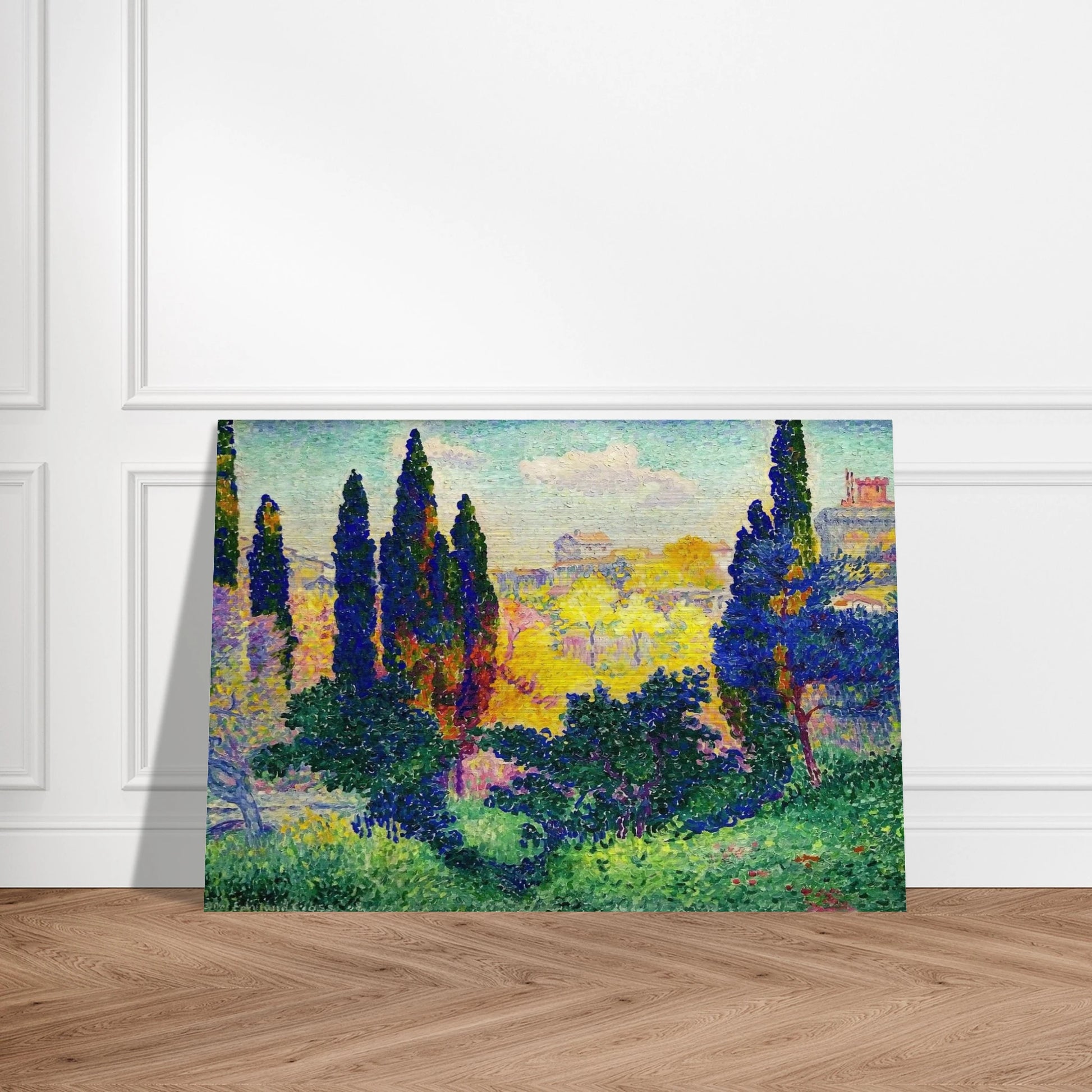 The Cypresses at Cagnes - Henri-Edmond Cross Brushed Aluminum Print - 70x100 cm / 28x40 inches | Henri-Edmond Cross Aluminum Print | Henri-Edmond Cross Prints