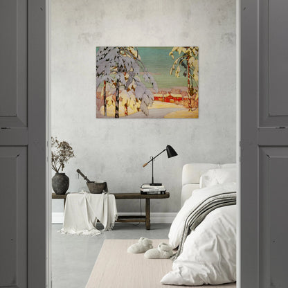 Winter Landscape with Pink House - 1918 - Lawren Harris Brushed Aluminum Print - 70x100 cm / 28x40 inches | Lawren Harris Aluminum Print | Lawren Harris Prints
