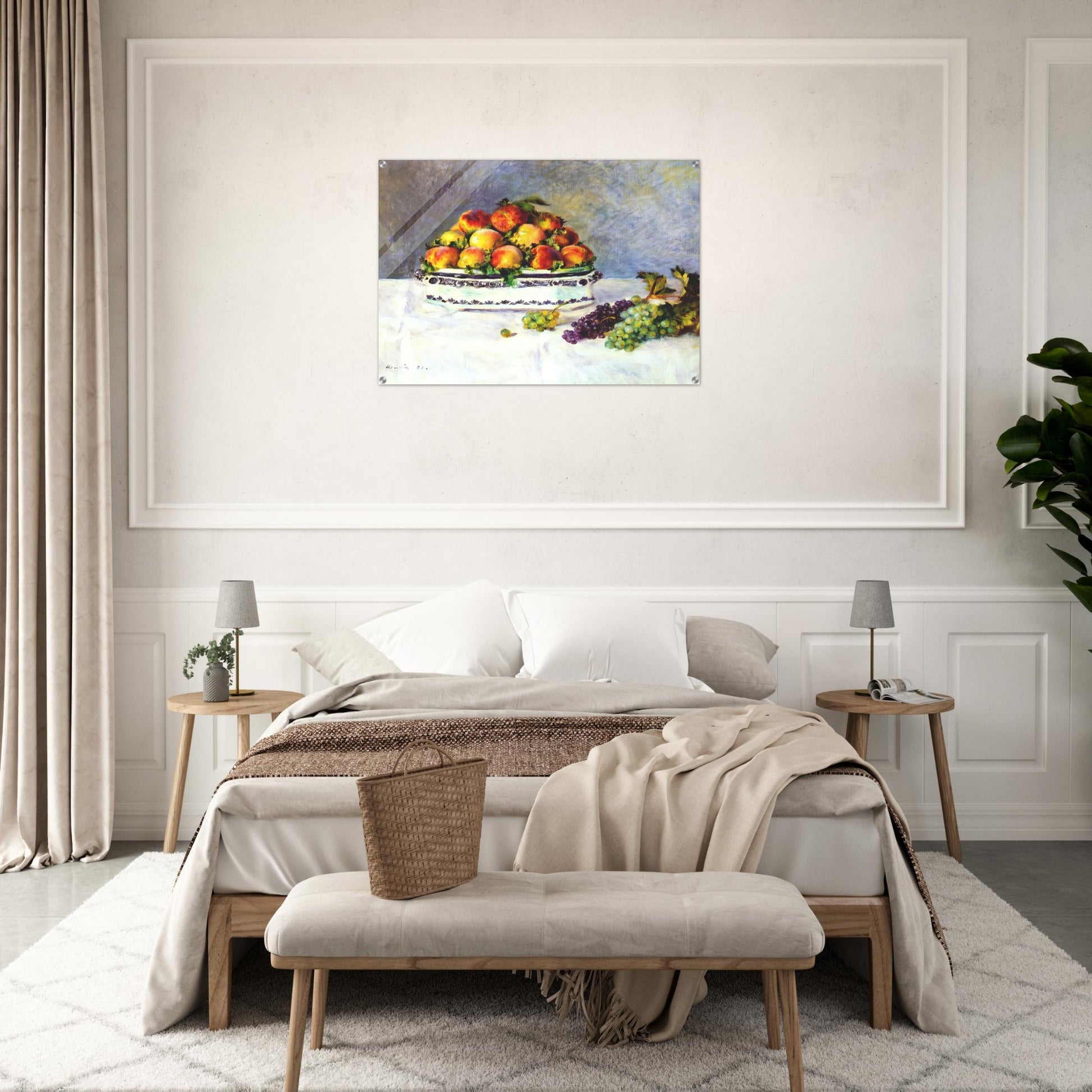 Still life with peaches and grapes - Pierre-Auguste Renoir Acrylic Print - 70x100 cm / 28x40″ inches | Pierre-Auguste Renoir Wall Art | Pierre-Auguste Renoir Prints