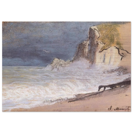 The Manneport, Etretat - Amont Cliff, Rough Weather - claude monet Brushed Aluminum Print - 70x100 cm / 28x40 inches | claude monet Aluminum Print | claude monet Prints