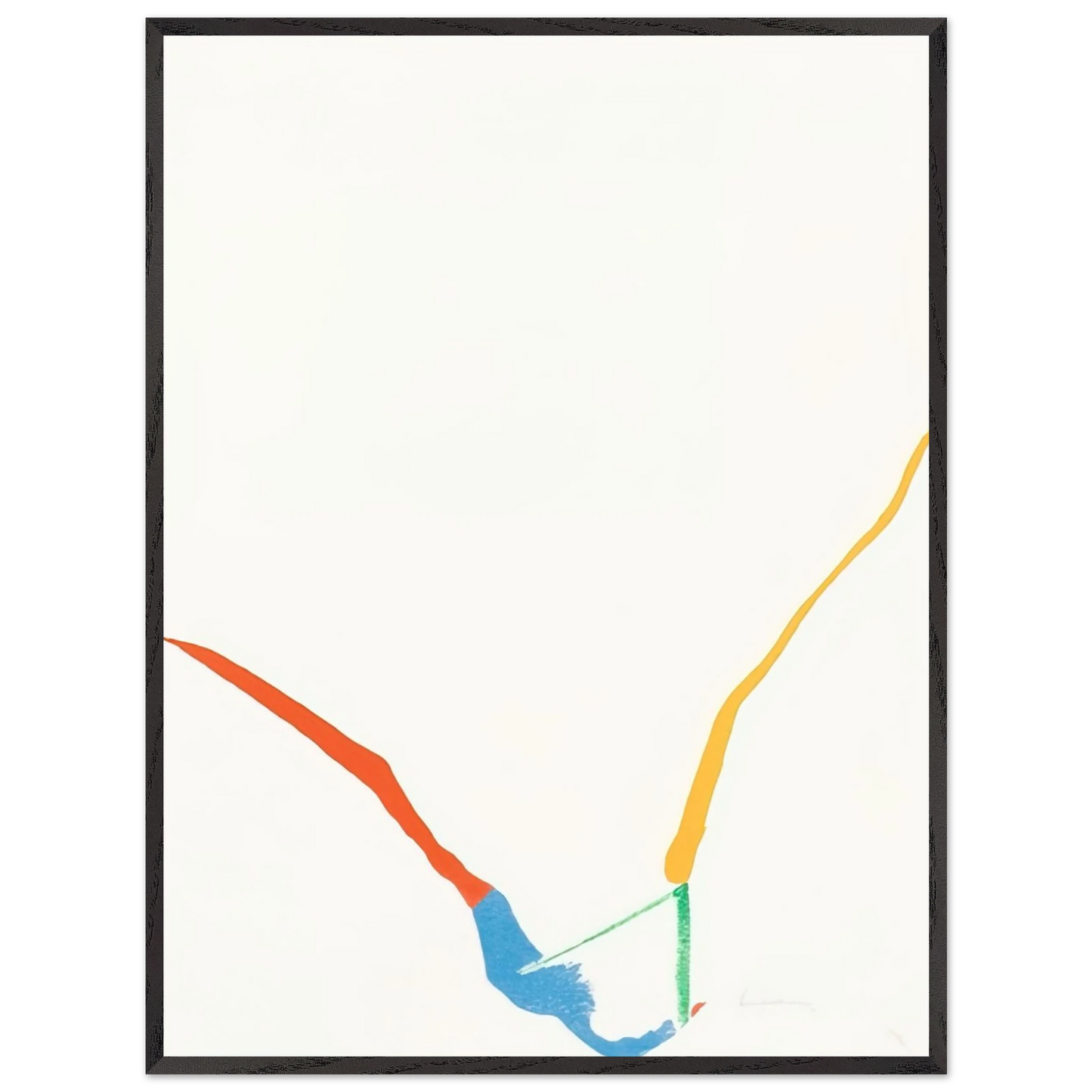 Helen Frankenthaler - What Red Lines Can Do - 1970 Wall art - 28x43  cm / XL (11x17 inches) - Premium Wooden Framed Poster With Fine Art Paper-canvas - Wood frame