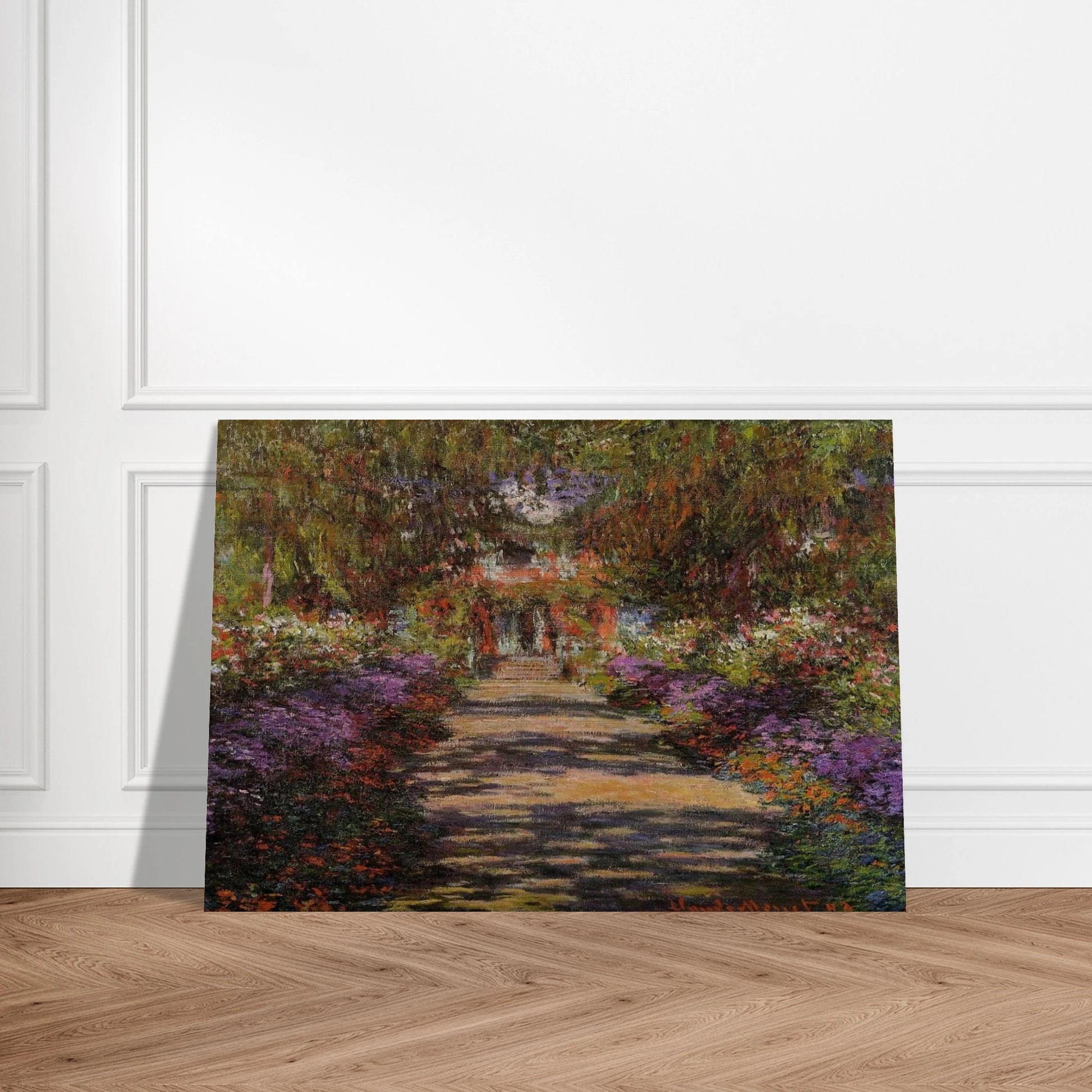 Pathway In Monets Garden At Giverny - claude monet Brushed Aluminum Print - 70x100 cm / 28x40 inches | claude monet Aluminum Print | claude monet Prints