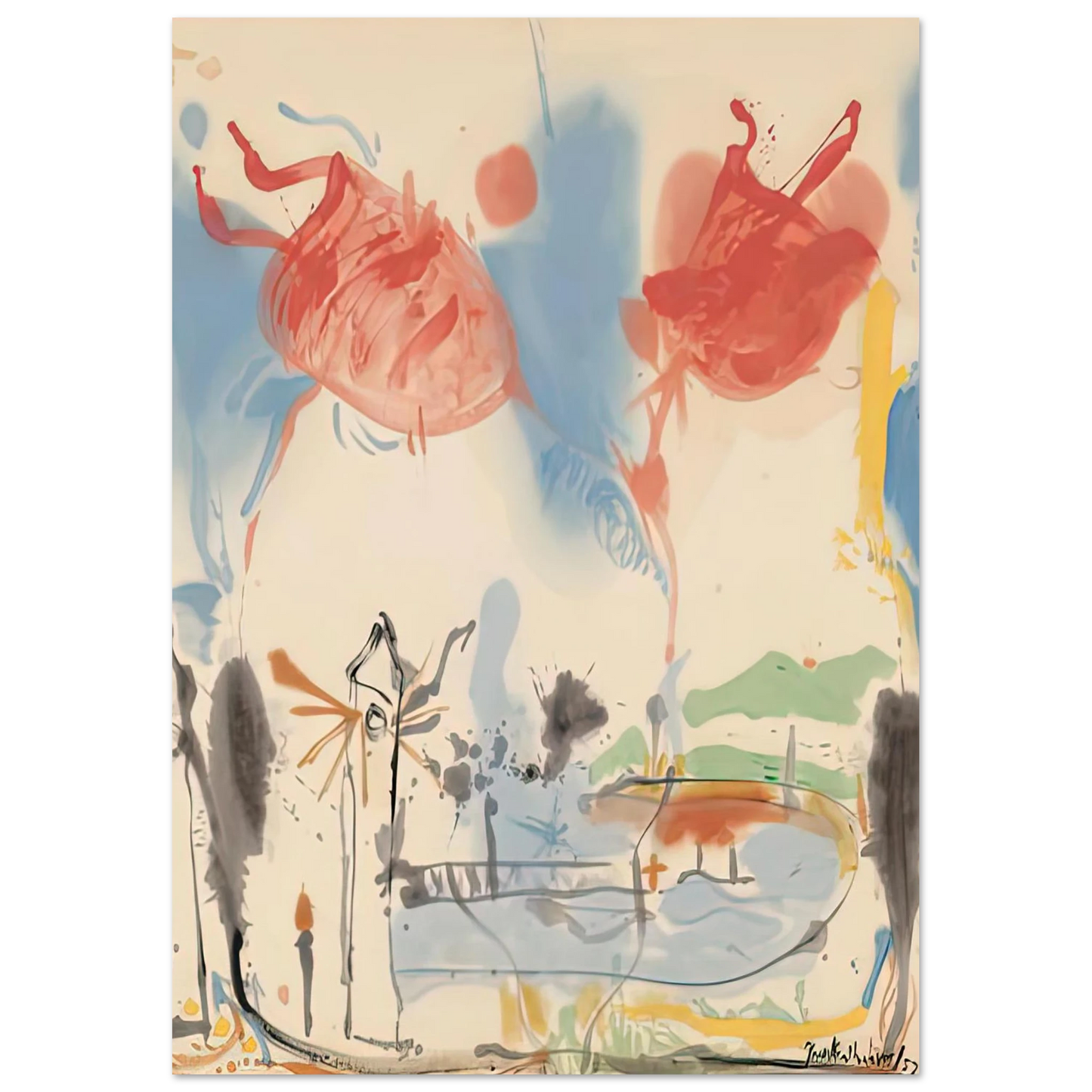 Helen Frankenthaler - Round Trip, 1957- Wall Art - 30x40 cm / 12x16 inches - Fine Art Poster-canvas - -