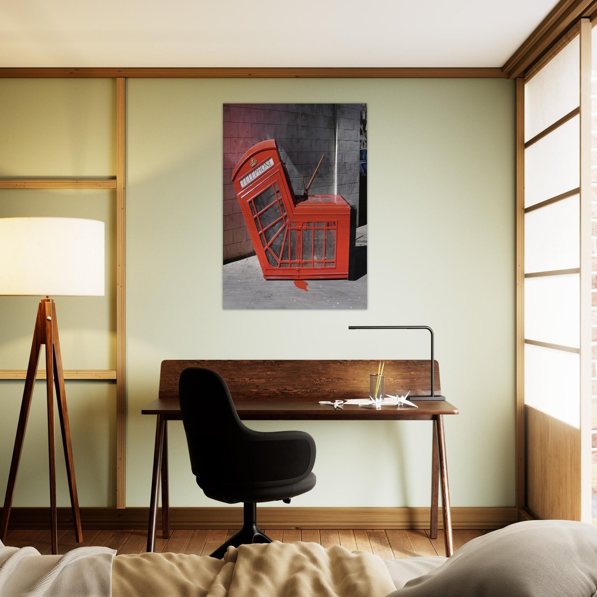 VANDALISED PHONE BOX 2005 - Banksy Brushed Aluminum Print - 70x100 cm / 28x40 inches | Banksy Aluminum Print | Banksy Prints