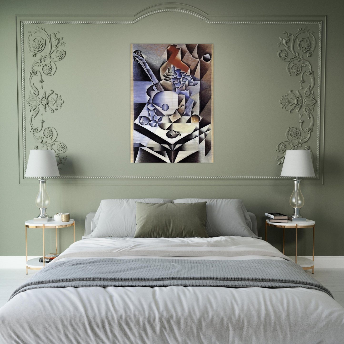 STILL LIFE WITH FLOWERS 1912 - Juan Gris Brushed Aluminum Print - 70x100 cm / 28x40 inches | Juan Gris Aluminum Print | Juan Gris Prints
