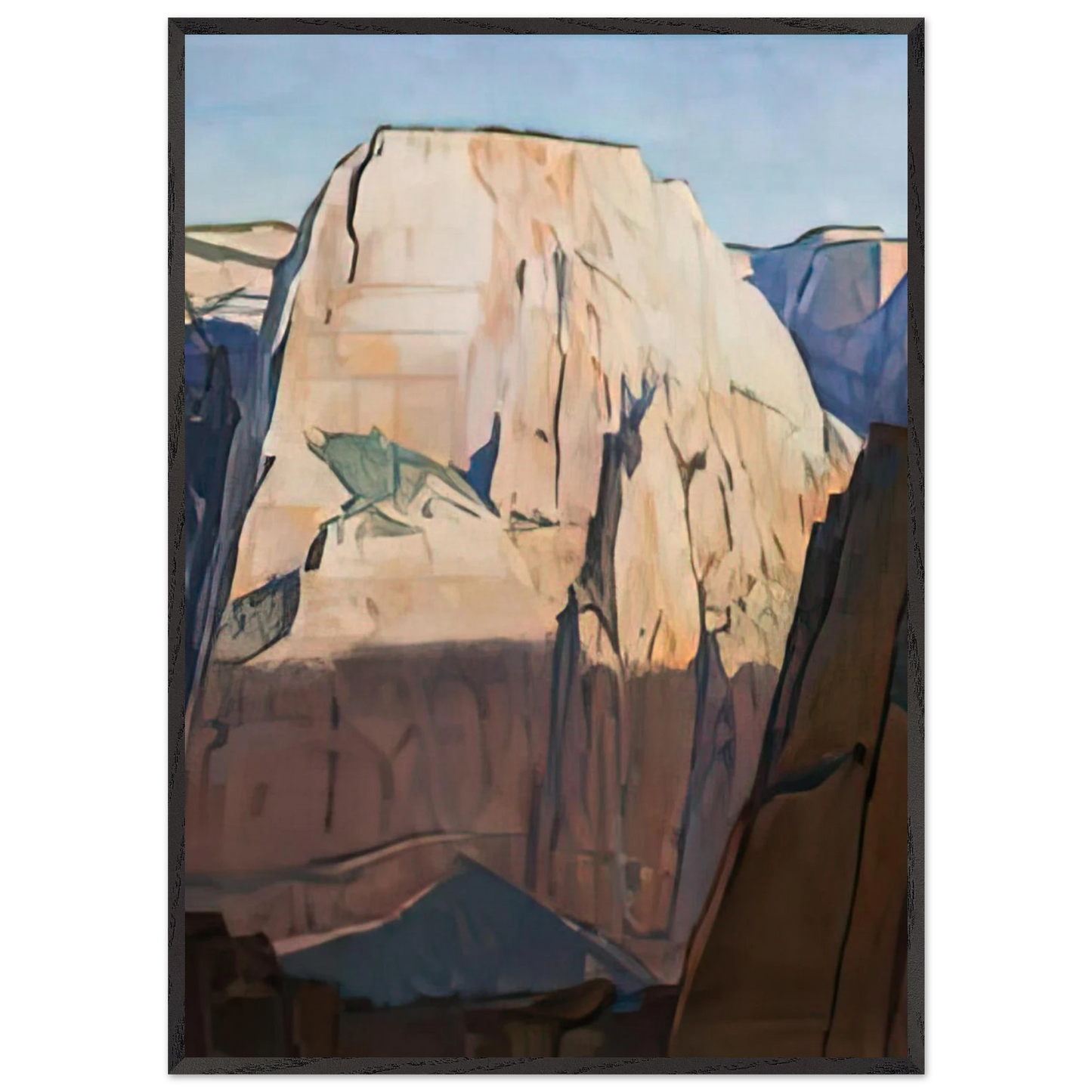 Maynard Dixon - GREAT WHITE THRONE ZION CANYON UTAH 1933 Wall art - 30x45 cm / 12x18 inches - Premium Wooden Framed Poster With Fine Art Paper-canvas - White frame