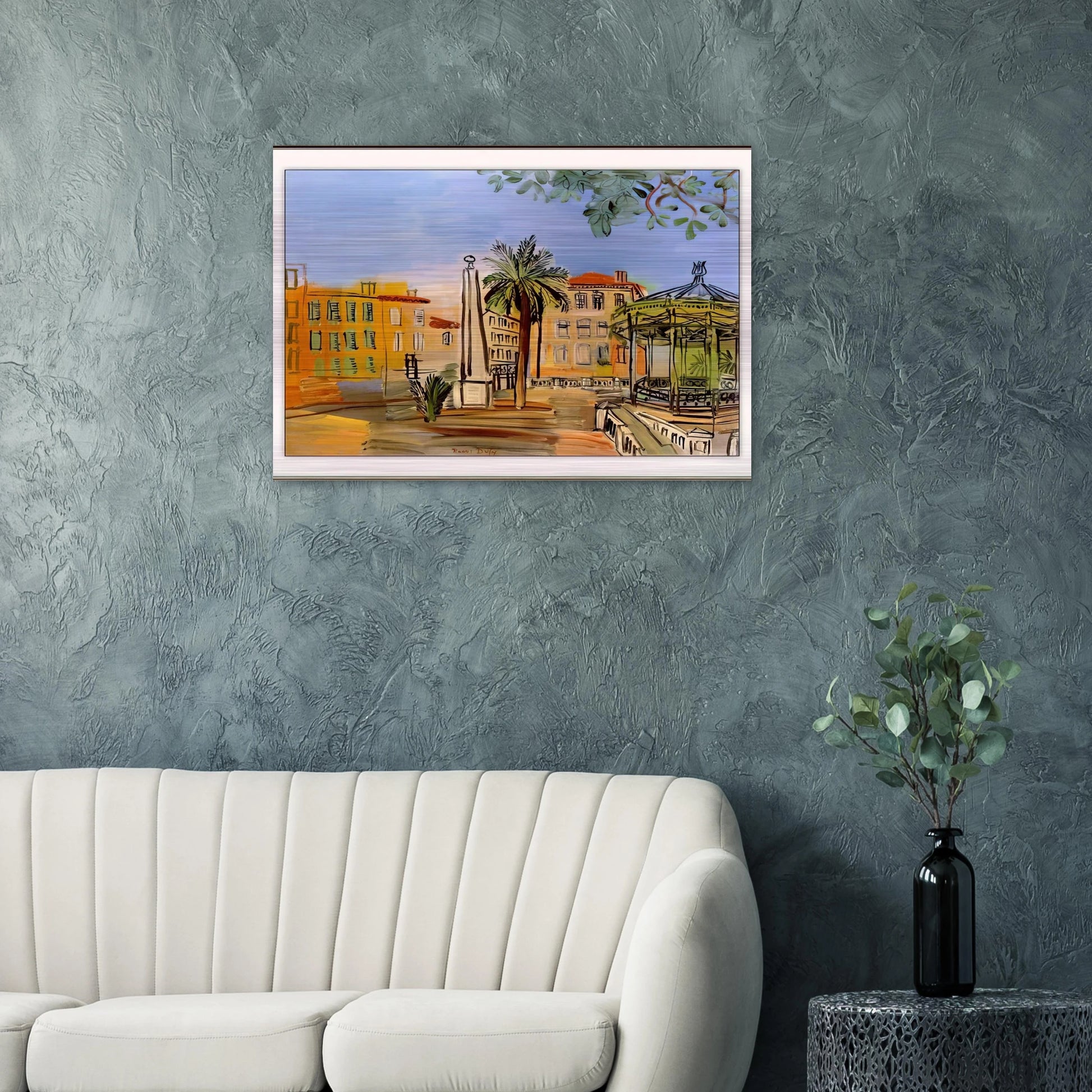 THE SQUARE IN HYERES - Raoul Dufy Brushed Aluminum Print - 70x100 cm / 28x40 inches | Raoul Dufy Aluminum Print | Raoul Dufy Prints