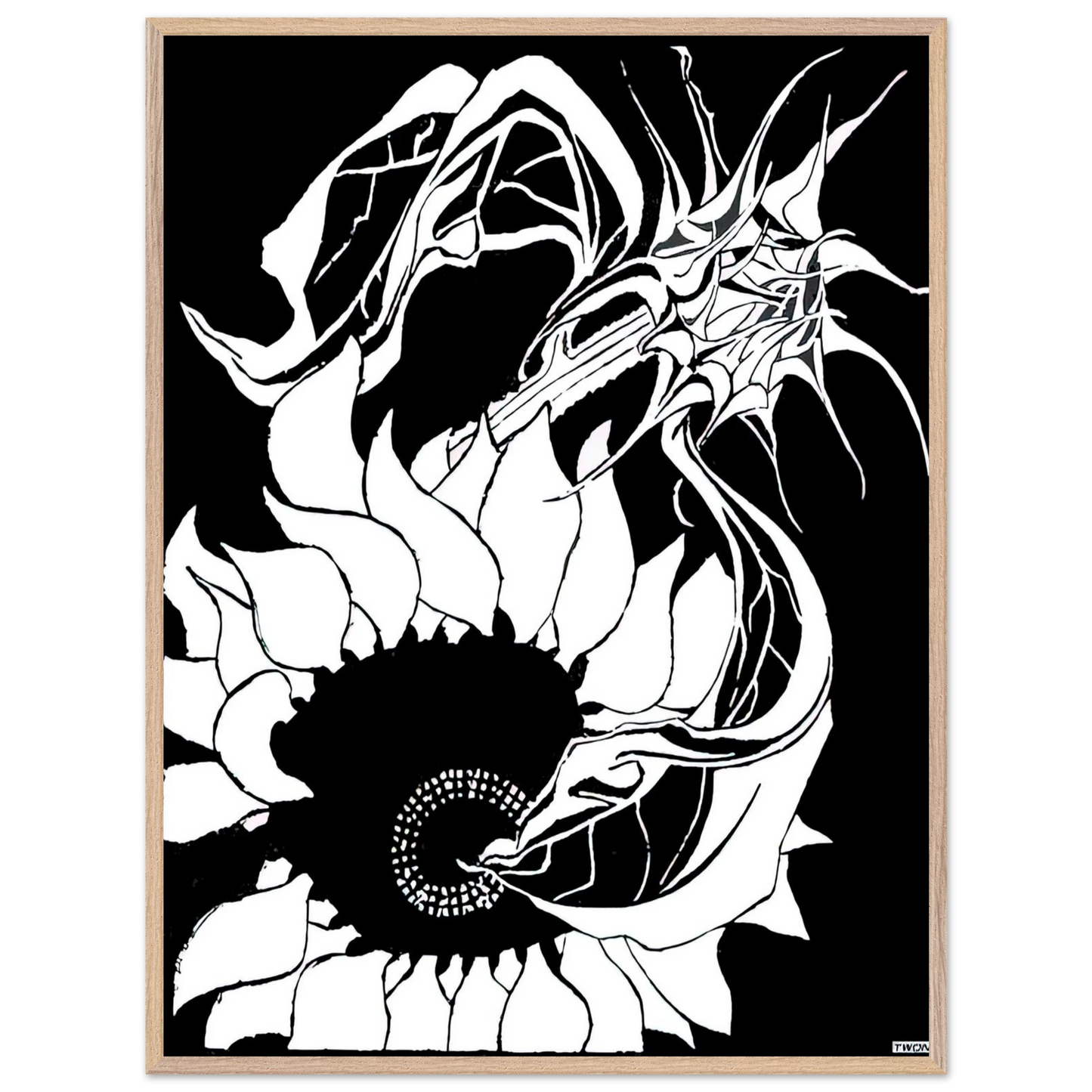 MC Escher - SUNFLOWERS Wall Art - 21x29.7 cm / 8x12" - Premium Wooden Framed Poster With Fine Art Paper-canvas - White frame