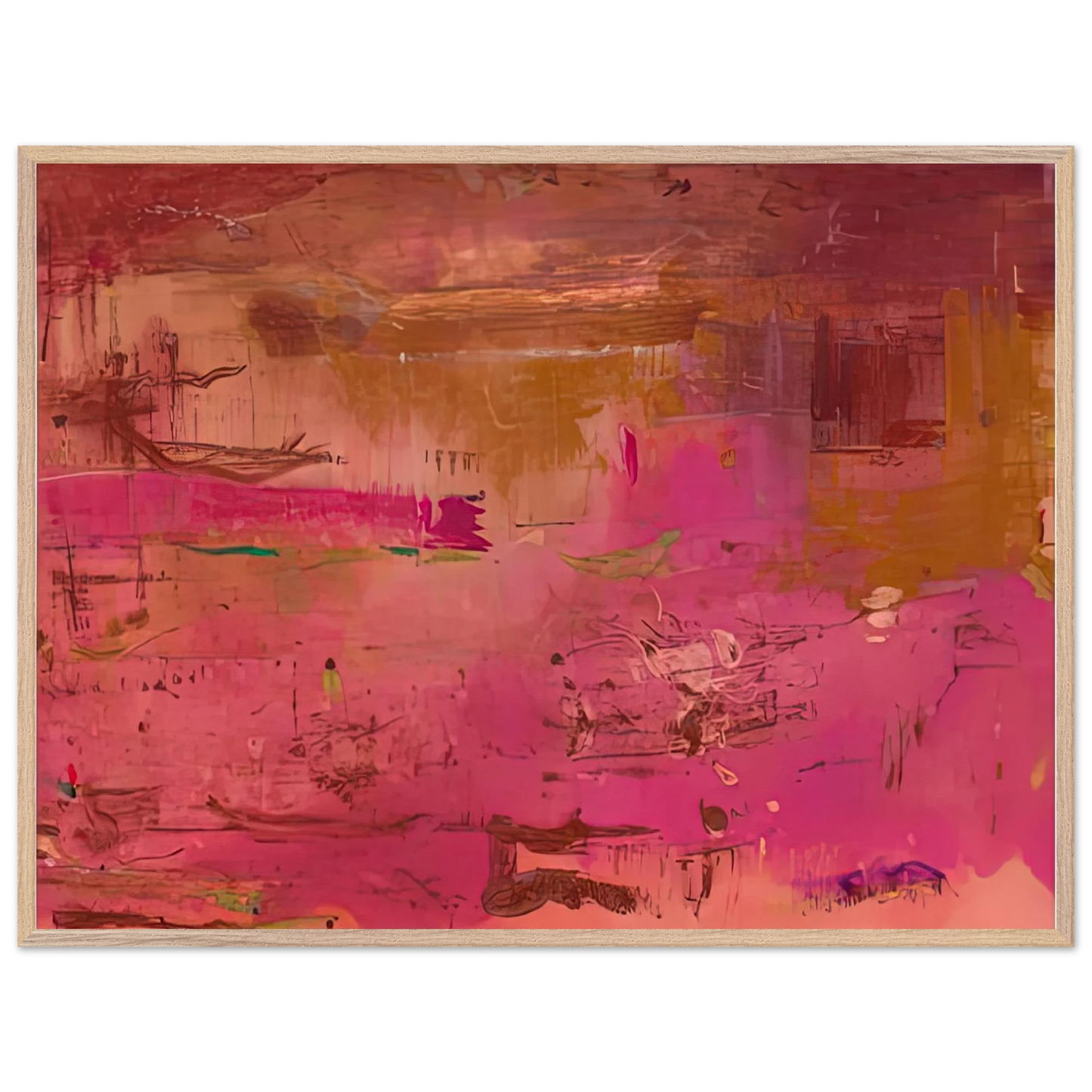 Helen Frankenthaler - Dream Walk Red, 1978- Wall Art - 60x80 cm / 24x32 inches - Premium Wooden Framed Poster With Fine Art Paper-canvas - Wood frame