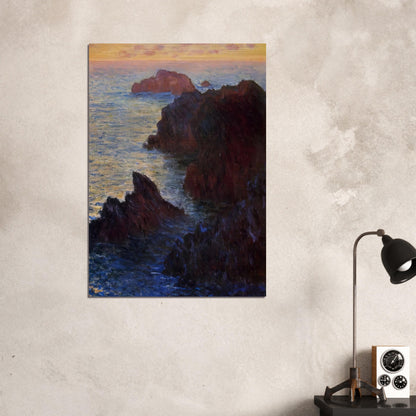 Rocky Point at Port-Goulphar - claude monet Brushed Aluminum Print - 70x100 cm / 28x40 inches | claude monet Aluminum Print | claude monet Prints