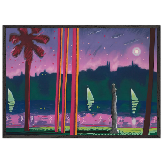 Suave Como La Noche - 1982 - Carlos Almaraz 70x100 cm / 28x40 inches Framed Art Print – Black Wooden Frame