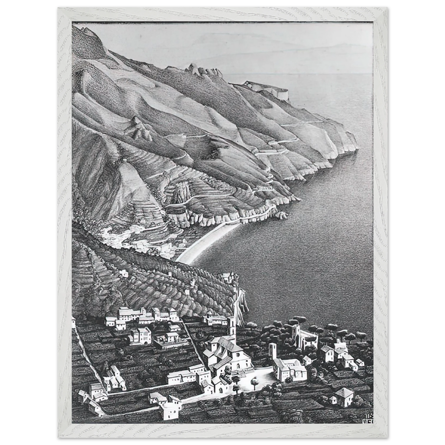 MC Escher - RAVELLO AND THE COAST OF AMALFI Wall Art - 30x40 cm / 12x16 inches - Fine Art Poster-canvas - -