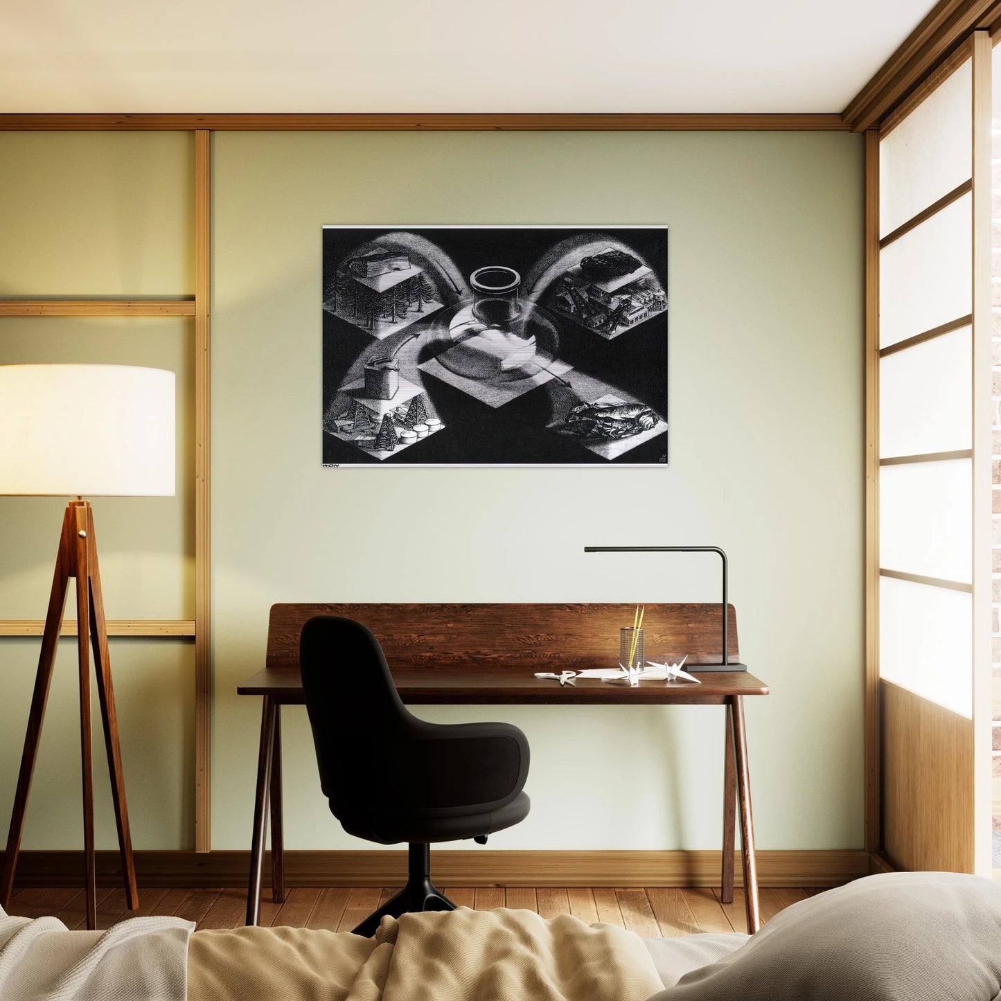 SYNTHESIS - MC Escher Brushed Aluminum Print - 70x100 cm / 28x40 inches | MC Escher Aluminum Print | MC Escher Prints