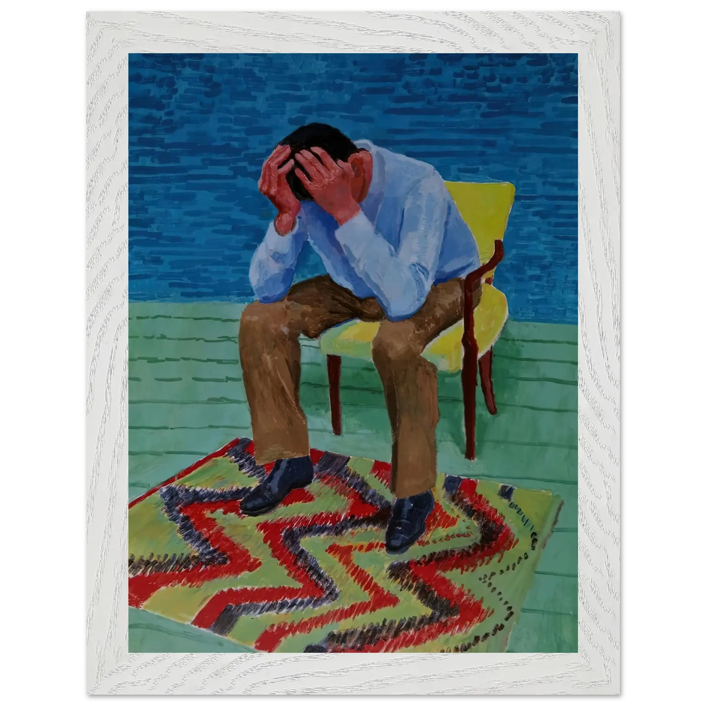 David Hockney - David Hockney Wall art - 15x20 cm / 6x8 Inches - Premium Wooden Framed Poster With Fine Art Paper - White frame