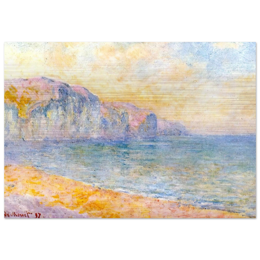 Cliffs at Pourville, Morning - claude monet Brushed Aluminum Print - 70x100 cm / 28x40 inches | claude monet Aluminum Print | claude monet Prints