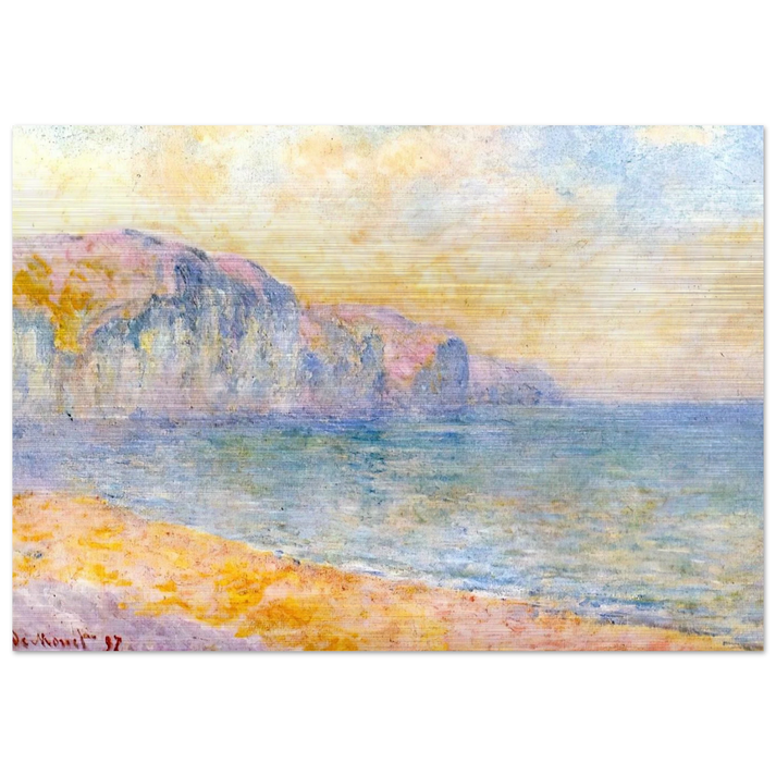 Cliffs at Pourville, Morning - claude monet Brushed Aluminum Print - 70x100 cm / 28x40 inches | claude monet Aluminum Print | claude monet Prints