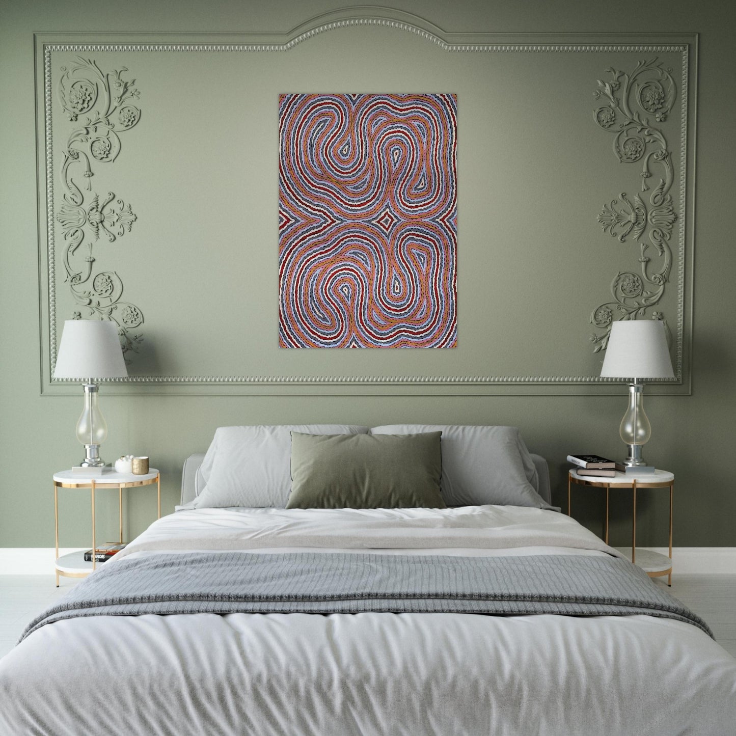 Untitled Narripi Worm Dreaming - 1996 - Clifford Possum Tjapaltjarri Brushed Aluminum Print - 70x100 cm / 28x40 inches | Clifford Possum Tjapaltjarri Aluminum Print | Clifford Possum Tjapaltjarri Prints