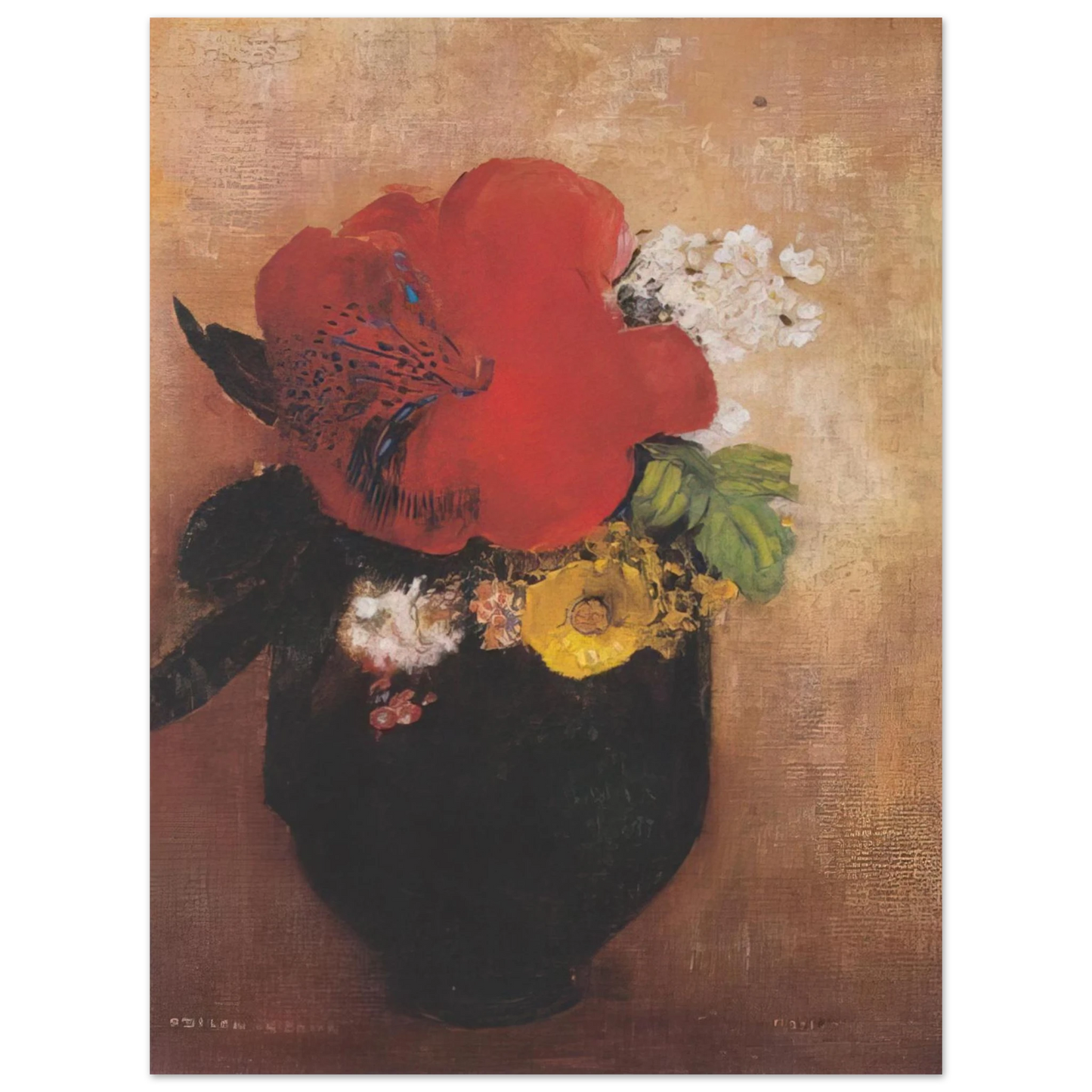 Odilon Redon - THE RED POPPY  75x100 cm / 30x40inches Fine Art Poster