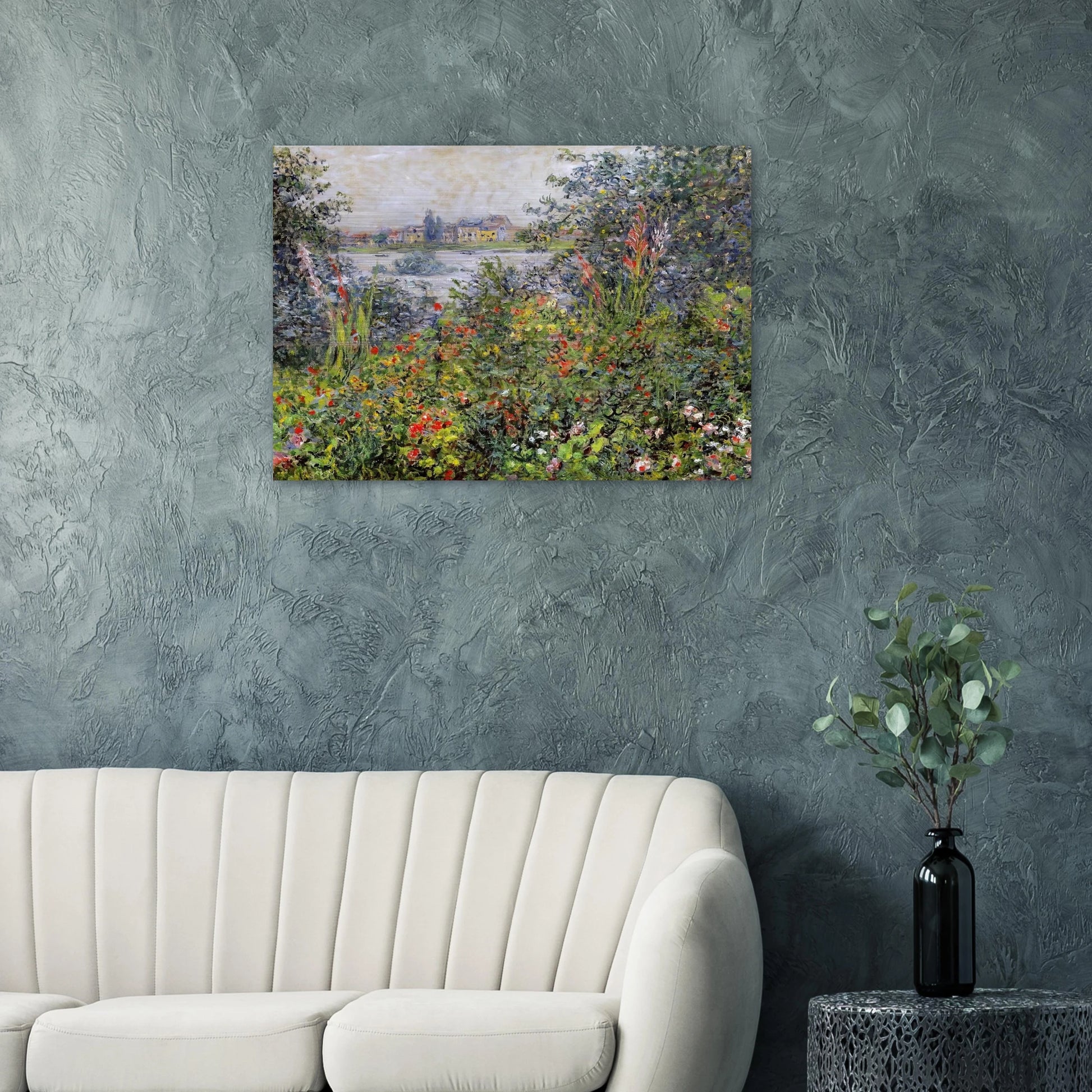 Flowers at Vetheuil - claude monet Brushed Aluminum Print - 70x100 cm / 28x40 inches | claude monet Aluminum Print | claude monet Prints