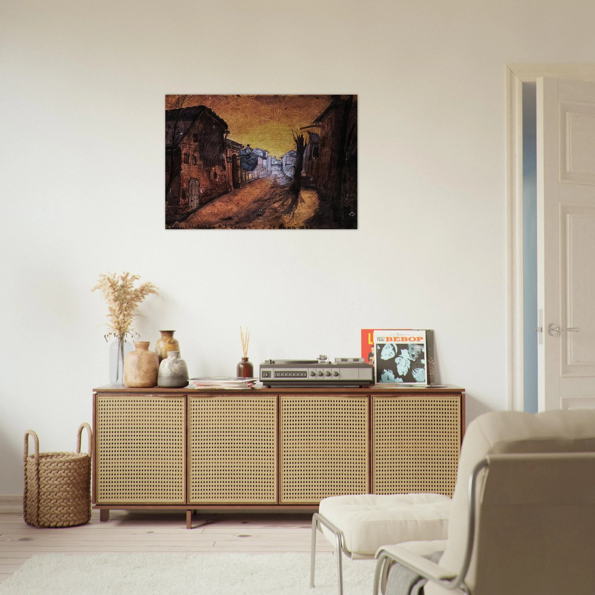 LA STRADA DI CASA 1900 - Carlo Carra Brushed Aluminum Print - 70x100 cm / 28x40 inches | Carlo Carra Aluminum Print | Carlo Carra Prints