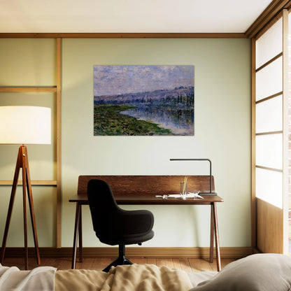 The Seine and the Chaantemesle Hills - claude monet Brushed Aluminum Print - 70x100 cm / 28x40 inches | claude monet Aluminum Print | claude monet Prints
