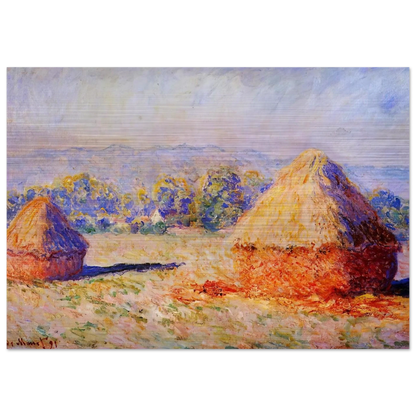 Grainstacks in the Sunlight, Morning Effect - claude monet Brushed Aluminum Print - 70x100 cm / 28x40 inches | claude monet Aluminum Print | claude monet Prints