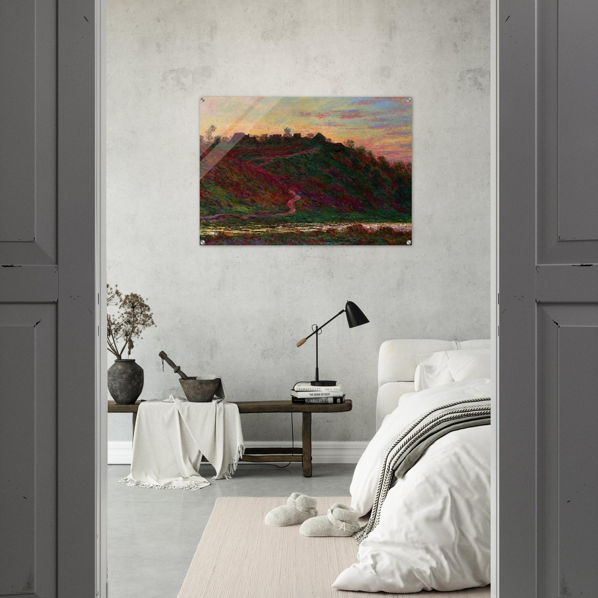 The Village of La Roche-Blond, Sunset - claude monet Acrylic Print - 70x100 cm / 28x40″ inches | claude monet Wall Art | claude monet Prints