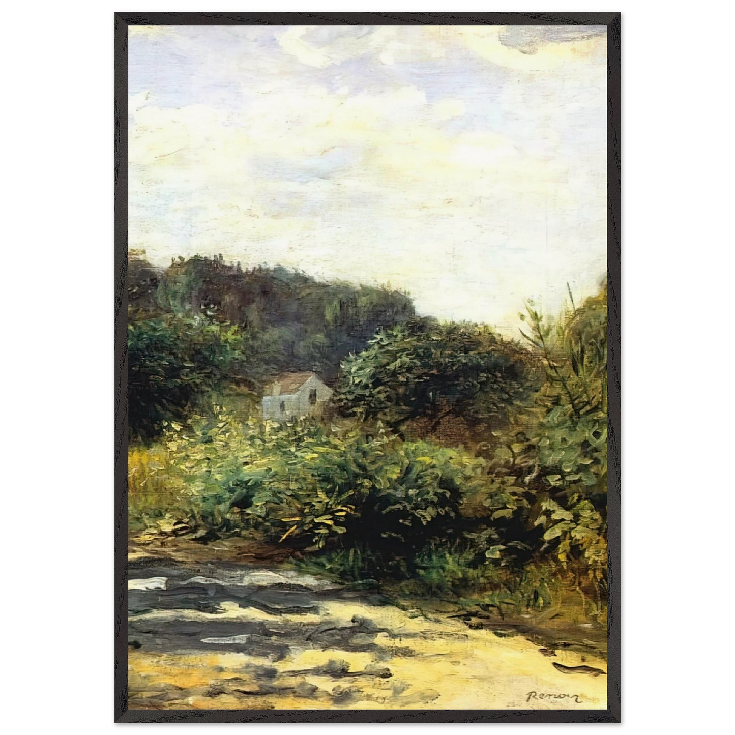 A Road in Louveciennes - Pierre-Auguste Renoir 70x100 cm / 28x40 inches Framed Art Print – Black Wooden Frame