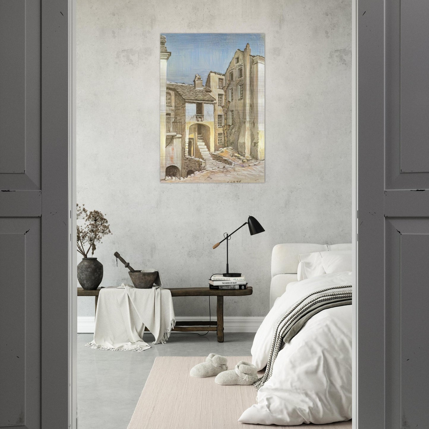 CORTE CORSICA - MC Escher Brushed Aluminum Print - 70x100 cm / 28x40 inches | MC Escher Aluminum Print | MC Escher Prints