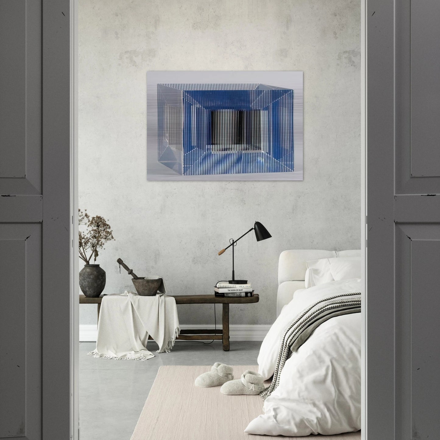 CUBE WITH AMBIGOUS SPACE 1981 - Jesus Rafael Soto Brushed Aluminum Print - 70x100 cm / 28x40 inches | Jesus Rafael Soto Aluminum Print | Jesus Rafael Soto Prints