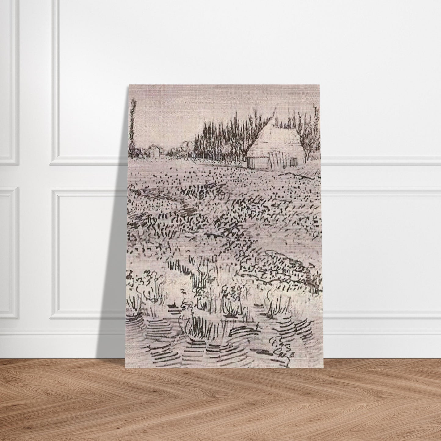 Landscape with Hut in the Camargue - Vincent van Gogh Brushed Aluminum Print - 70x100 cm / 28x40 inches | Vincent van Gogh Aluminum Print | Vincent van Gogh Prints