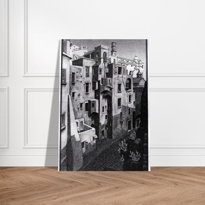 DILAPIDATED HOUSES IN ATRANI 1931 - MC Escher Brushed Aluminum Print - 70x100 cm / 28x40 inches | MC Escher Aluminum Print | MC Escher Prints